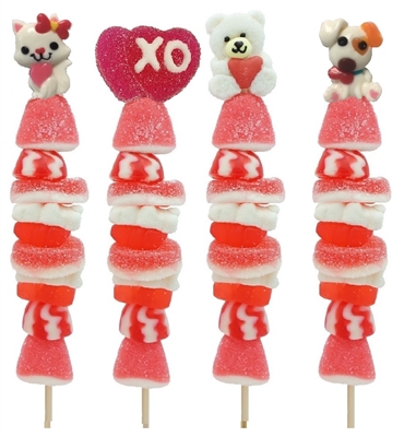 Valentine gummy candy kabob